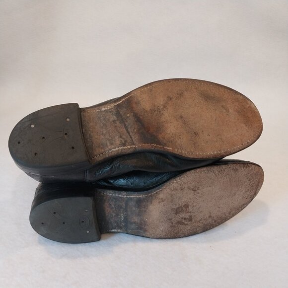 Justin Western Boots Mens 10.5 EE WIDE Black Leather Smooth Ostrich Roper 3172. - Picture 8 of 9